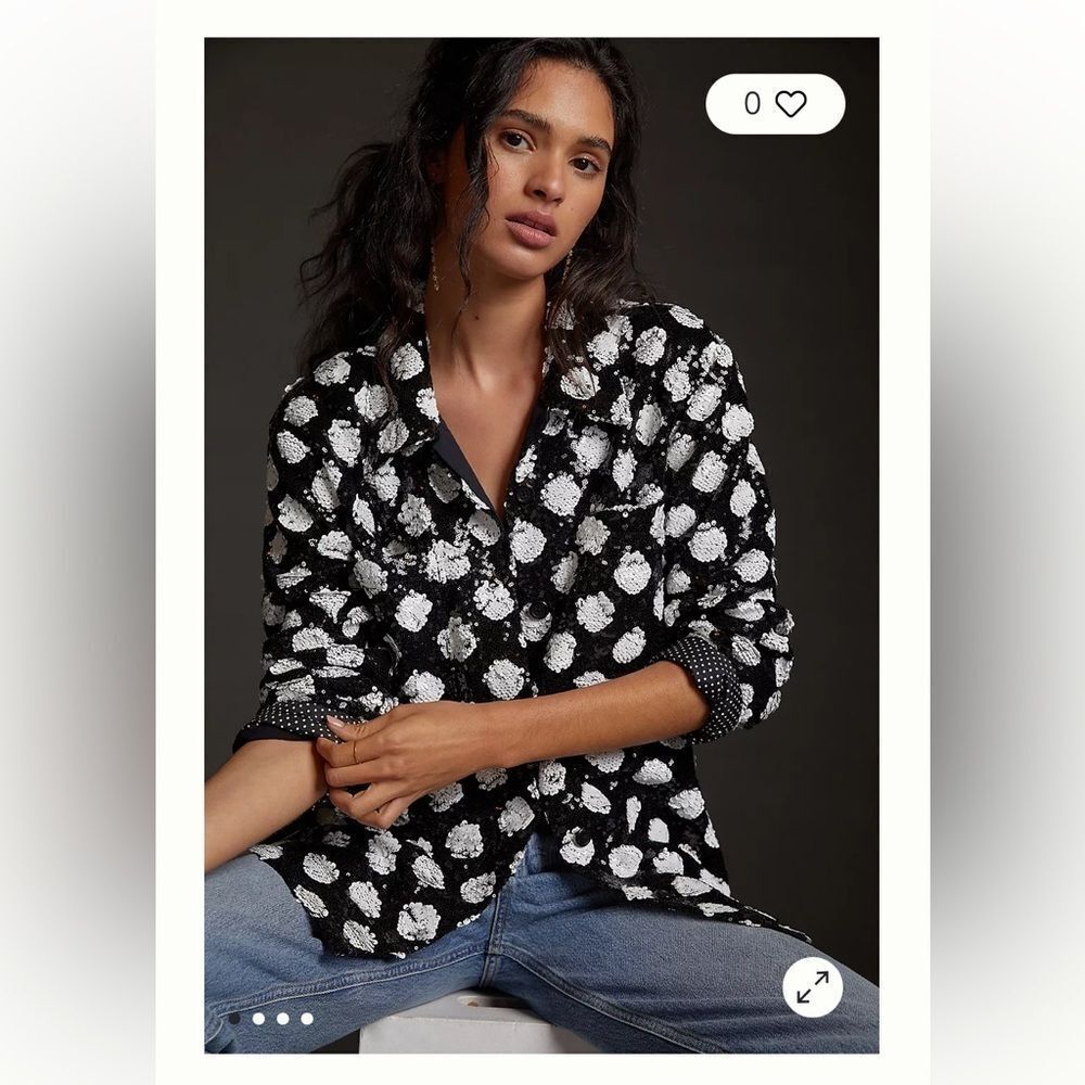 Maeve XS Sequined Shirt Jacket by Anthropologie